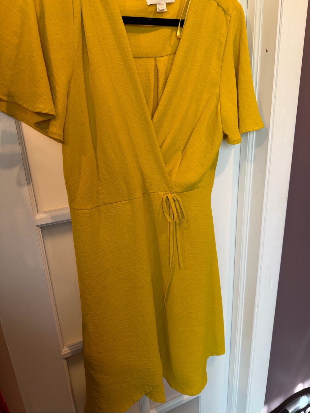 Monteau Mustard Yellow Wrap Mini Dress with Tie